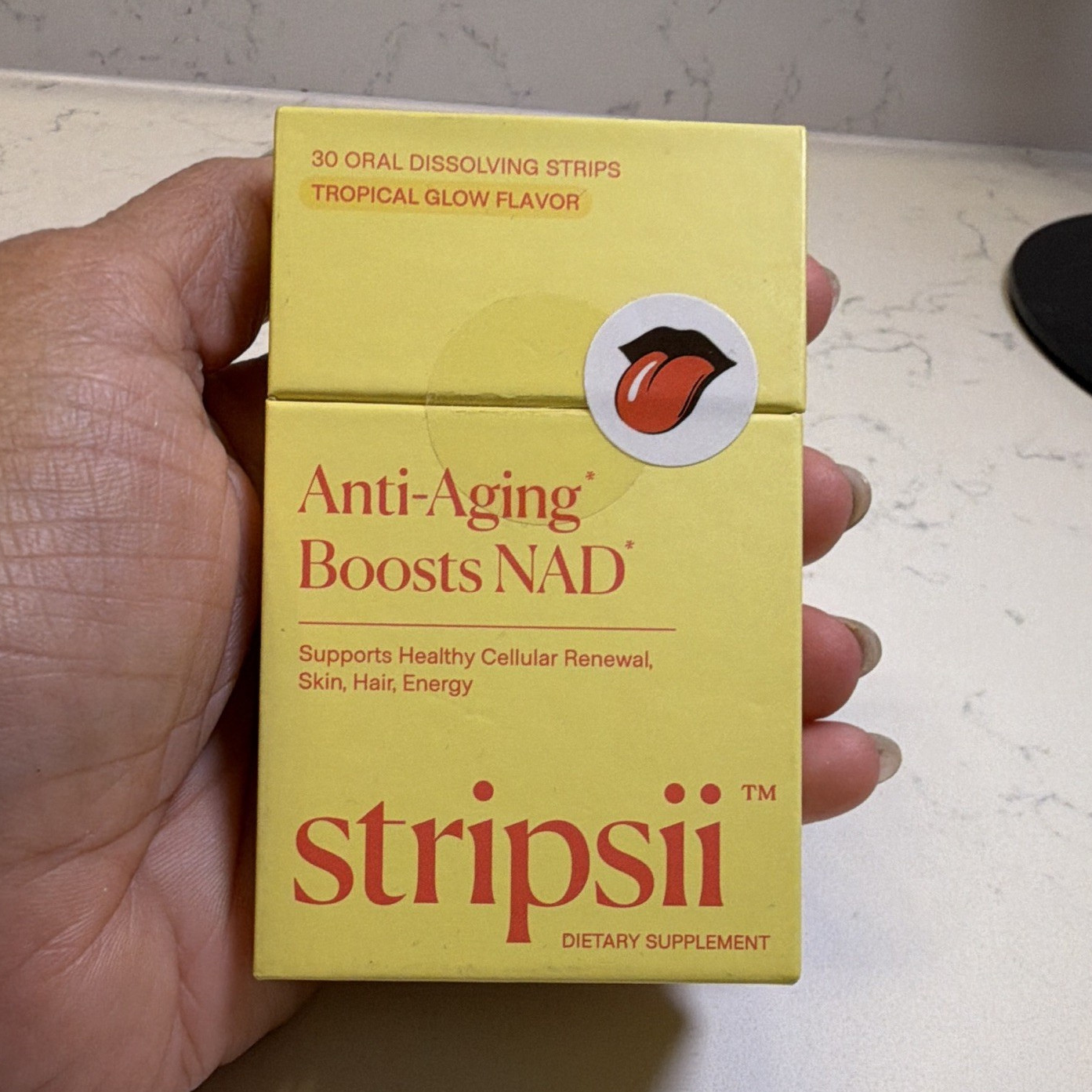 stripsii NAD Anti-Aging Oral Dissolving Strips Tropical Glow 30ct Exp 06/2027