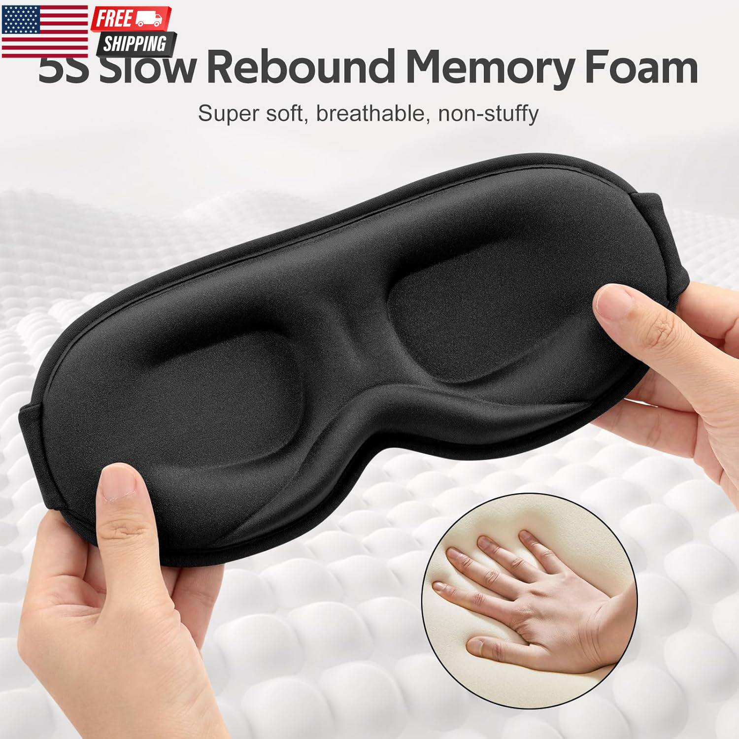 Sleep Mask for Men Women – 100% Blackout Eye Masks for Sleep – 3D Soft Sleeping