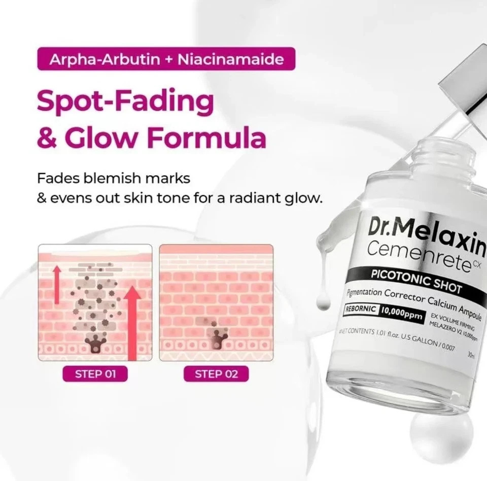 NEW Dr.Melaxin Cemenrete Two set Cyano Pink Spicule Serum with Calcium skin care