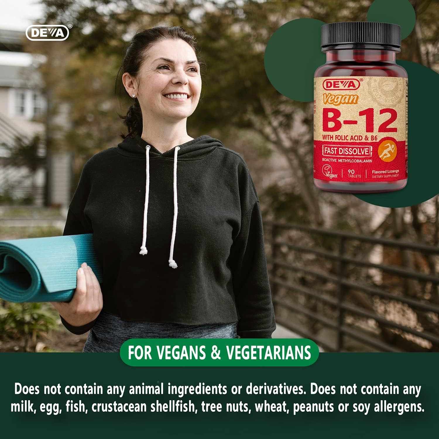 DEVA Vegan Vitamin B12 Fast Dissolve Supplement – Once-Per-Day Complex with 1000