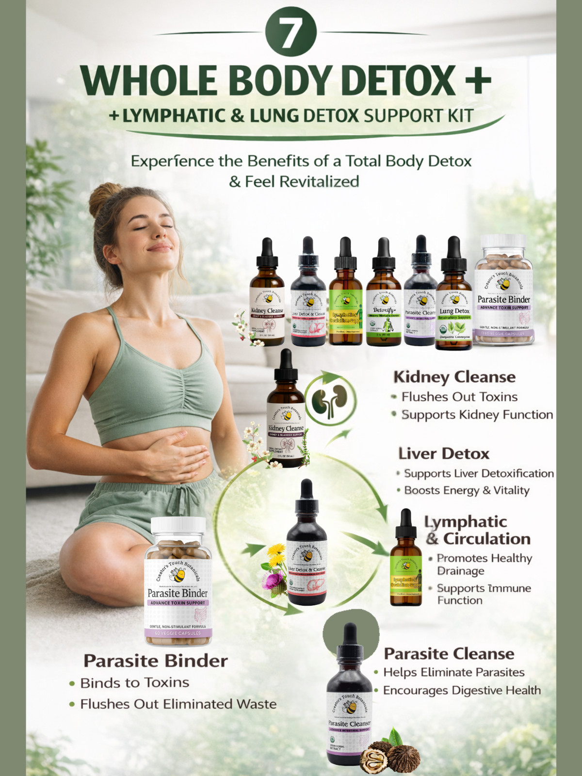 7- Whole Body Complete Detox Kit | Parasite + Heavy Metals + Liver Kidney, Lung,