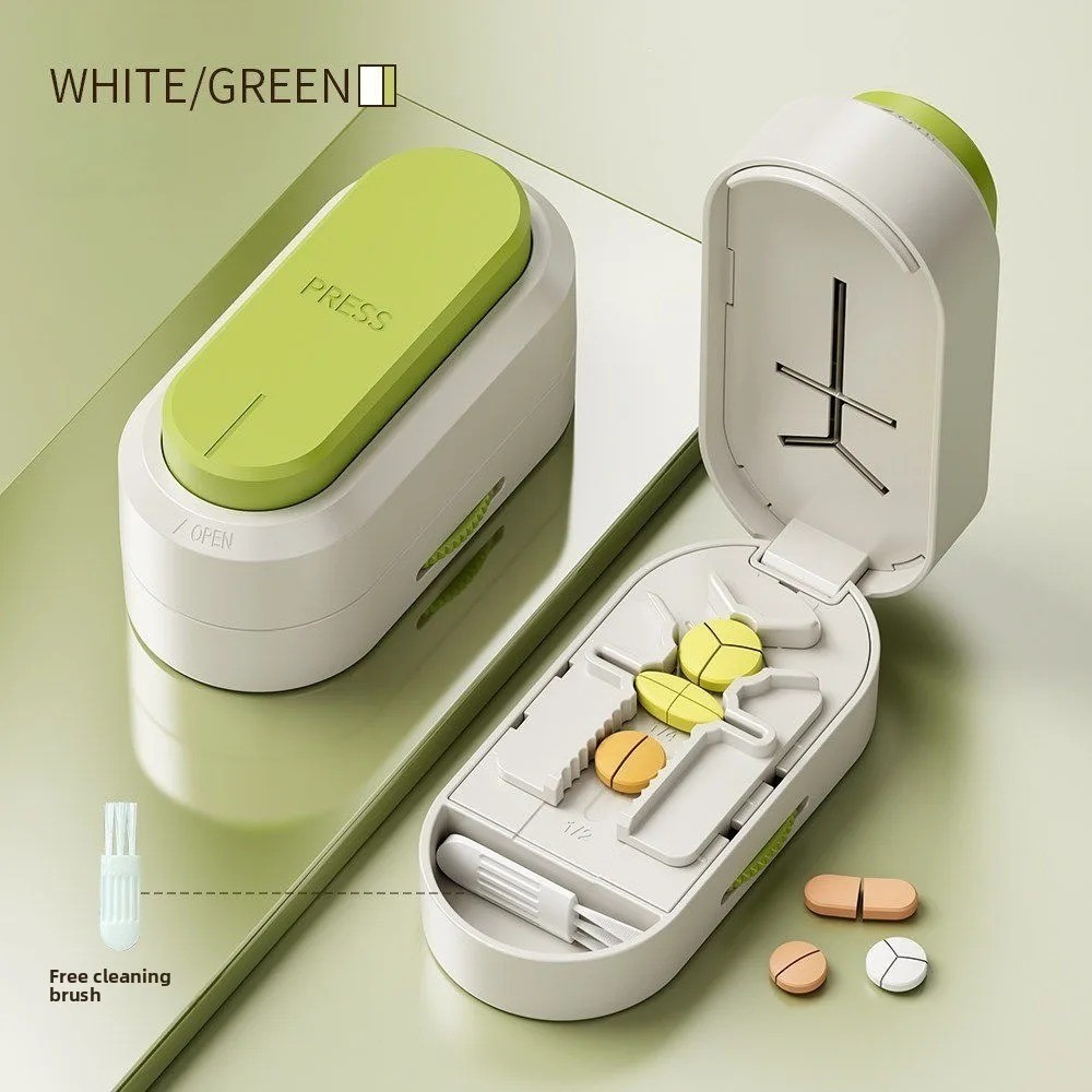Adjustable Precise Pill Cutter Storage Box Portable Drug Tablet Medicine Dust US
