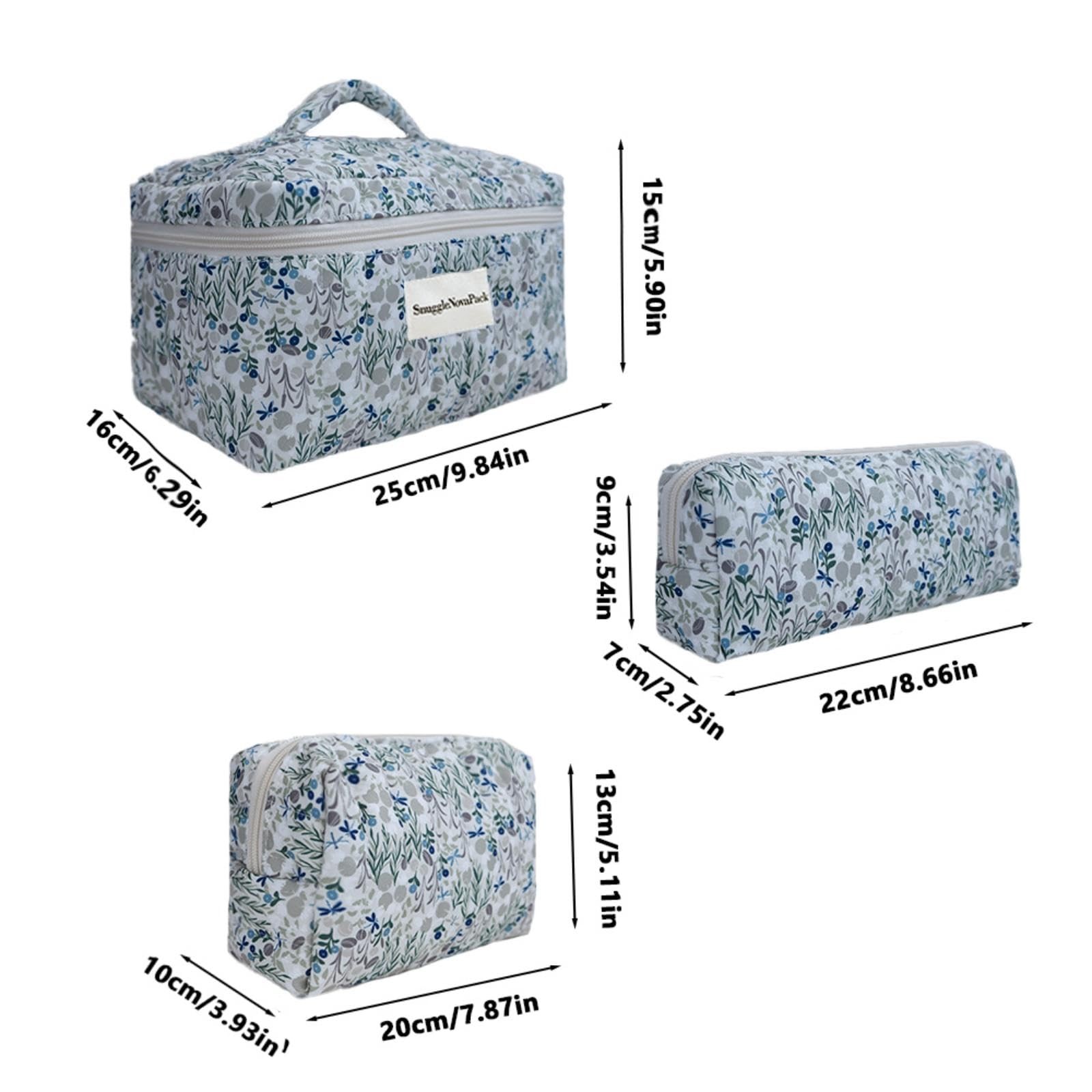 SnuggleNovaPack Water-resistant Cosmetic Bag Blue flower pattern