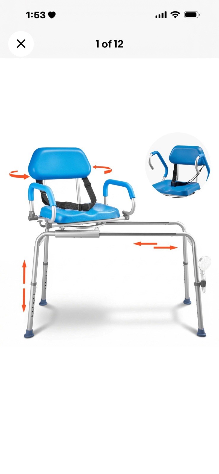 VEVOR Sliding Shower Chair Tub Transfer Local Pickup 30241 See Description
