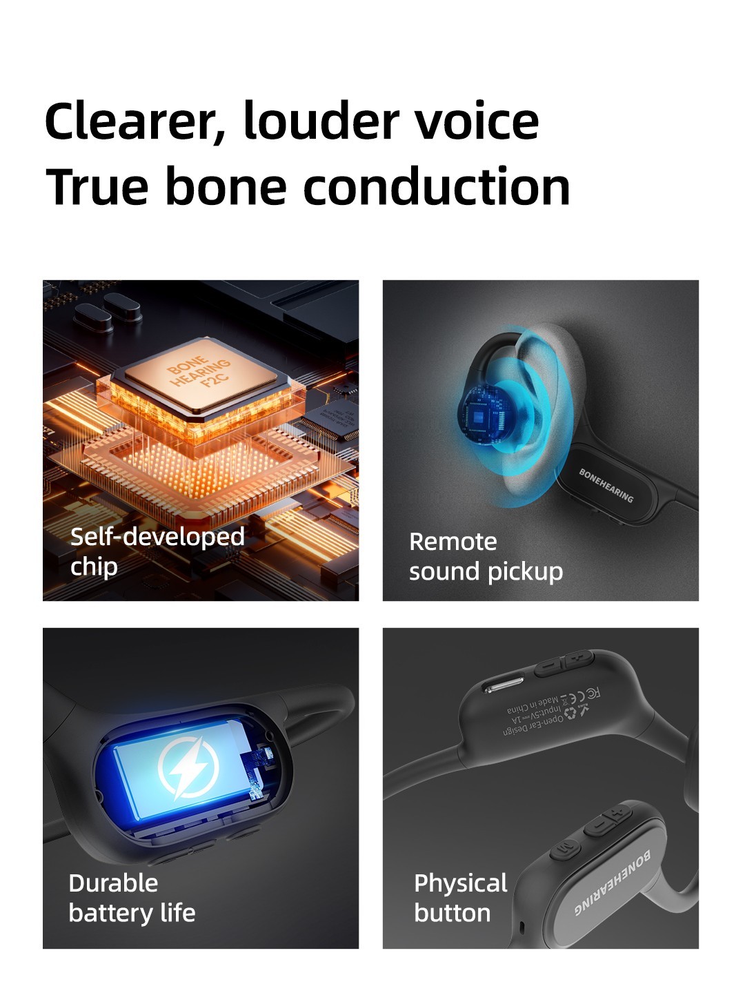 Bone Conduction Hearing Aids 2 Independent Volume Control 3 Band Selection 2in 1