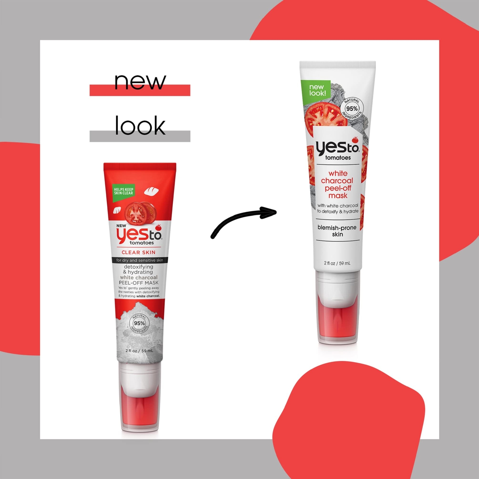 Yes To Tomatoes Clear Skin Detoxifying & Hydrating White Charcoal PeelOff Mask