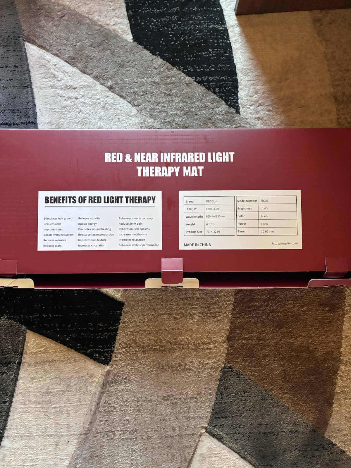 MEGELIN Red & Near Infrared Full Body Light Therapy Mat 71×32 Timer 10
