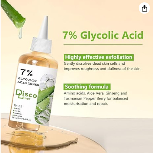 7% Glycolic Acid Exfoliating Toner, Hydrating Facial Toner, Smooth Glowing Sk…