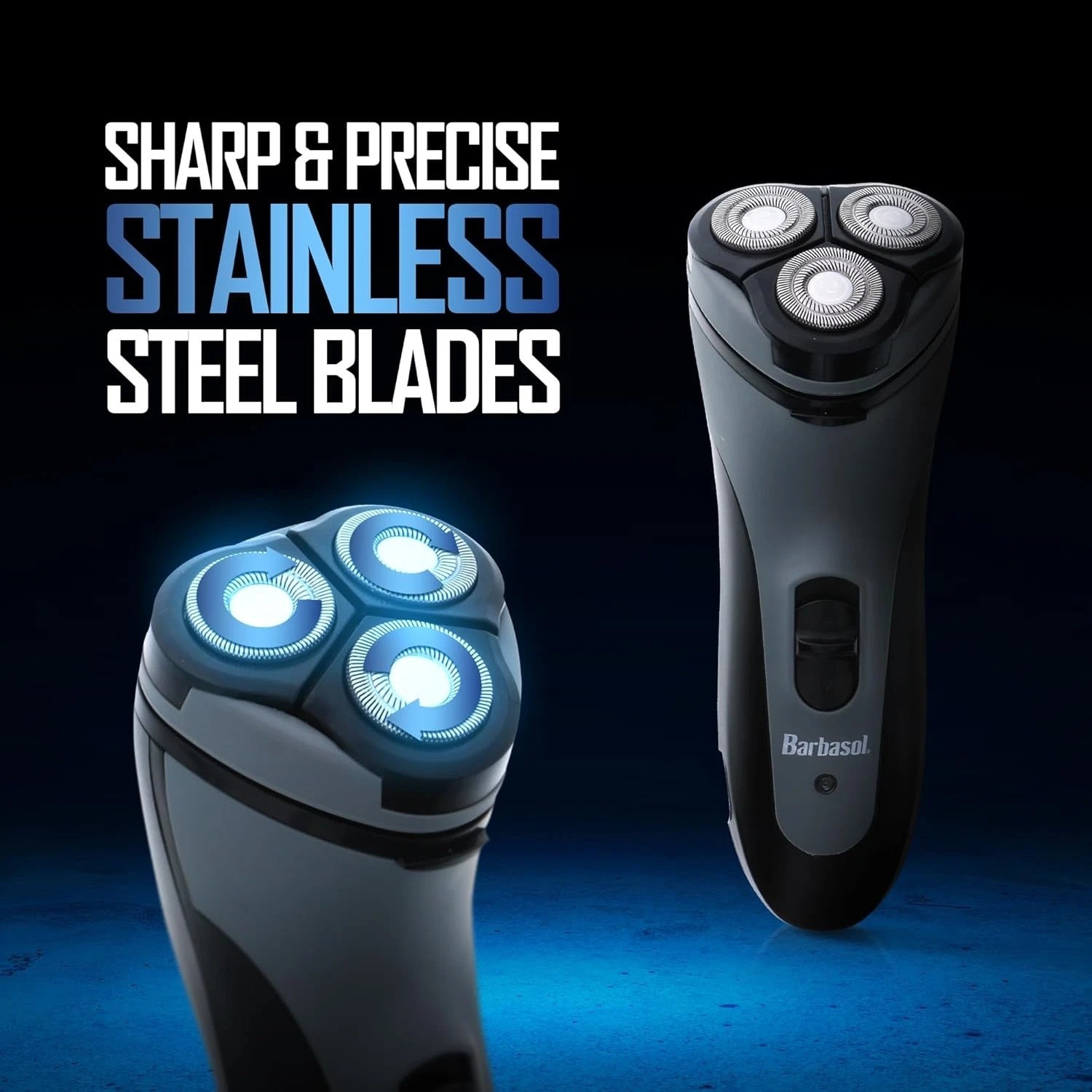 Rotary Shaver, Rechargeable Electric Rotary Shaver with Stainless Steel Blades,