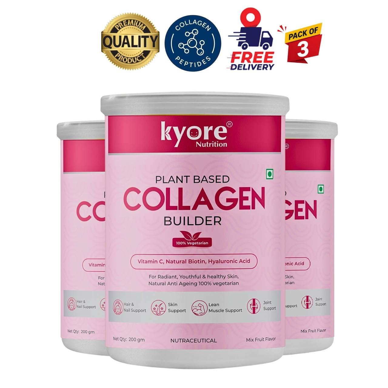 3 Pack K.yore Plant Collagen Powder Sea Buckthorn 200g