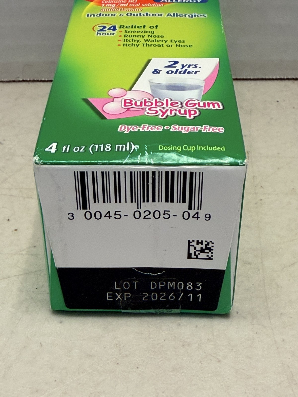 Children’s Allergy, Relief Syrup, 2+ Years, Bubble Gum, 4 fl oz EXP 11/26