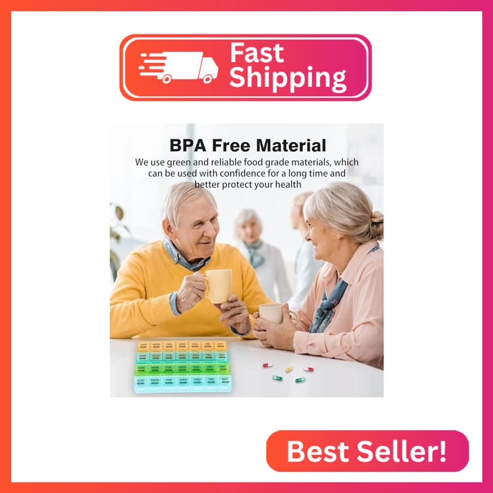 Surfand Monthly Pill Organizer, Once a Day, 4 Weeks a Month, 28 Days in a Large