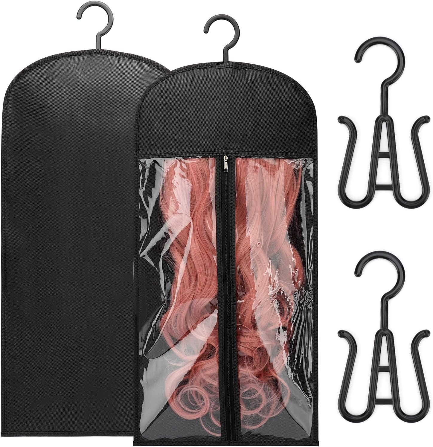 2PCS Wig Storage Bags with Hanger Hair Extension Holder Dust-Proof Storage Organ