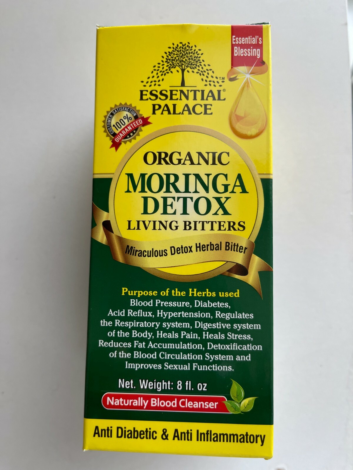 Essential Palace Organic Moringa Detox Living Bitter «Weight Lose Tonic» – 8oz