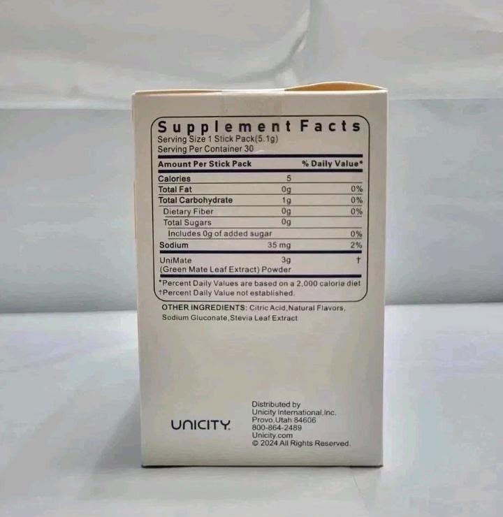 Unicity Unimate Lemon Flavor Packs – 30 Counts – Exp 08/2028