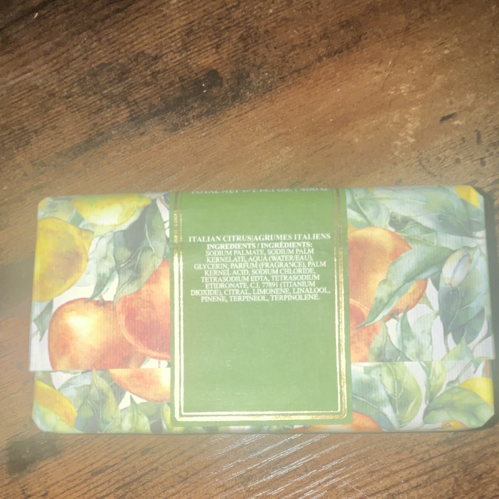 Hortificio Italian Citrus Triple Milled Soap Bar, Citrus Scent 14.1 oz