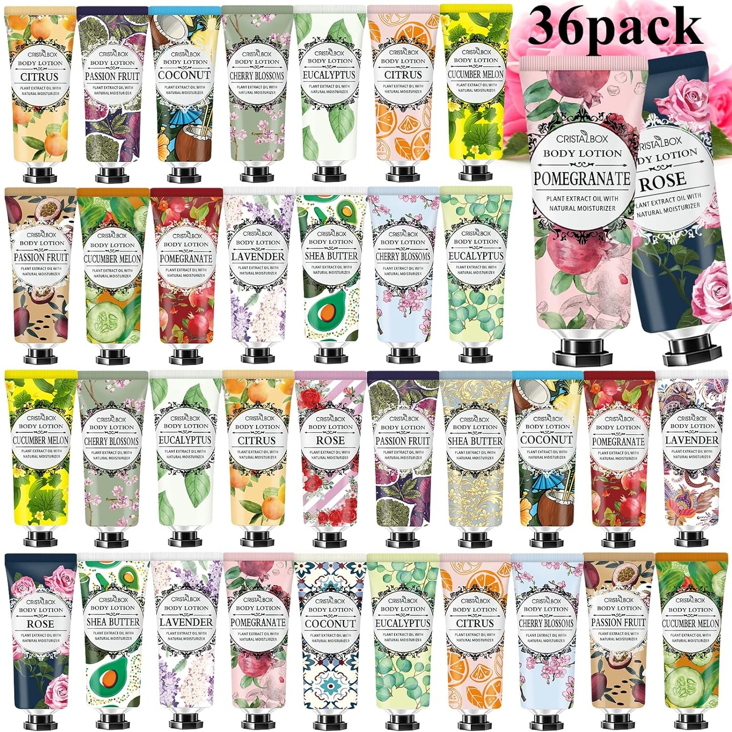 36 Pack 1 Oz Dry Skin Lotion Variety Scents Travel Size