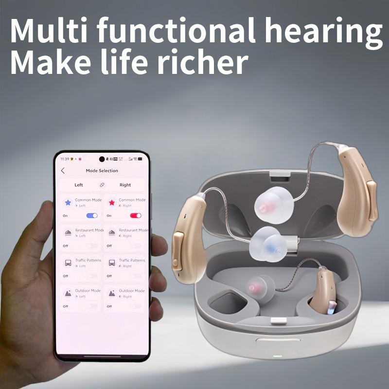 Bluetooth APP Hearing Aids For Seniors Rechargeable With Noise Cancellation OTC