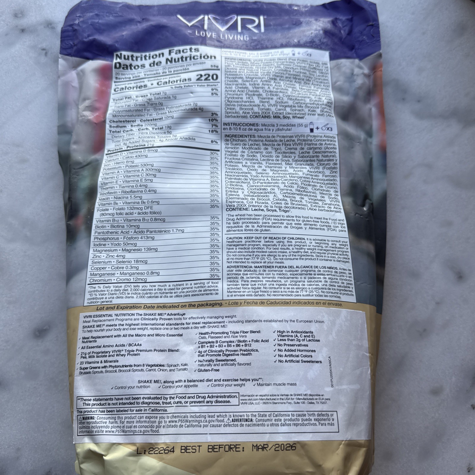 VIVRI SHAKE ME- Vanilla Extravaganza 20 servings. BEST BY: March/2026. sealed!