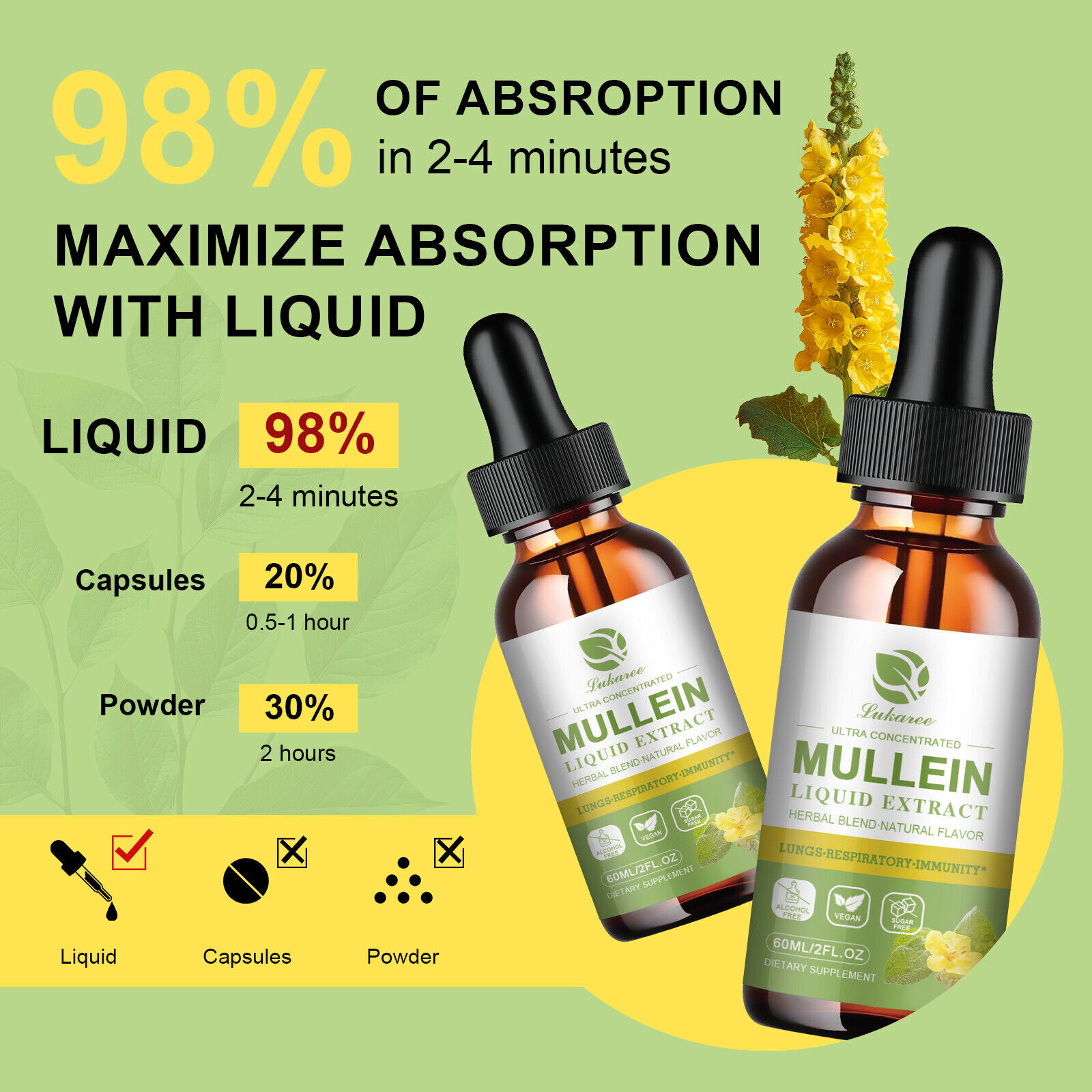 Natural Mullein Drops Mullein Leaf Tea For Lung Cleanse Respiratory Health