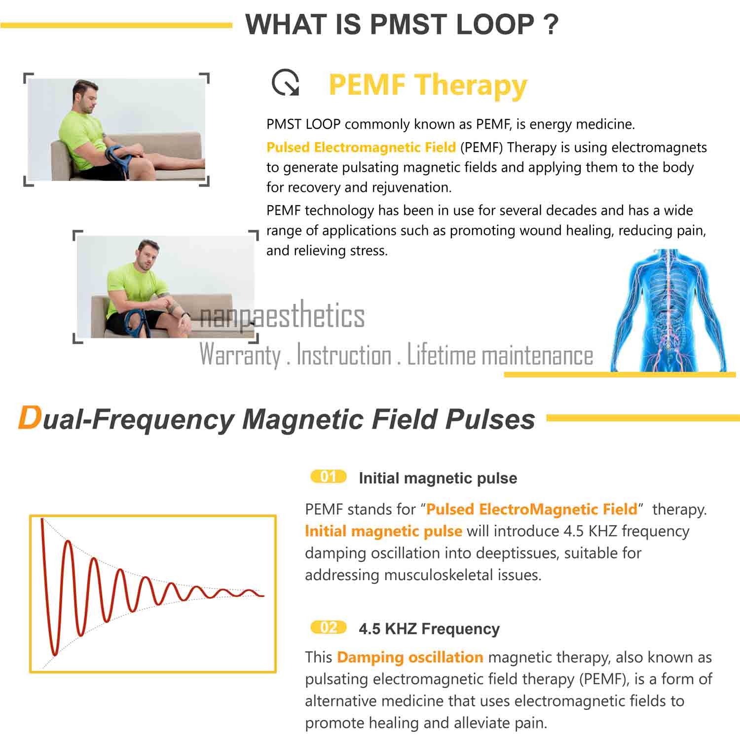 Portable Home Use PEMF Therapy Magnetic Therapy Chronic Pain Treatment Machine