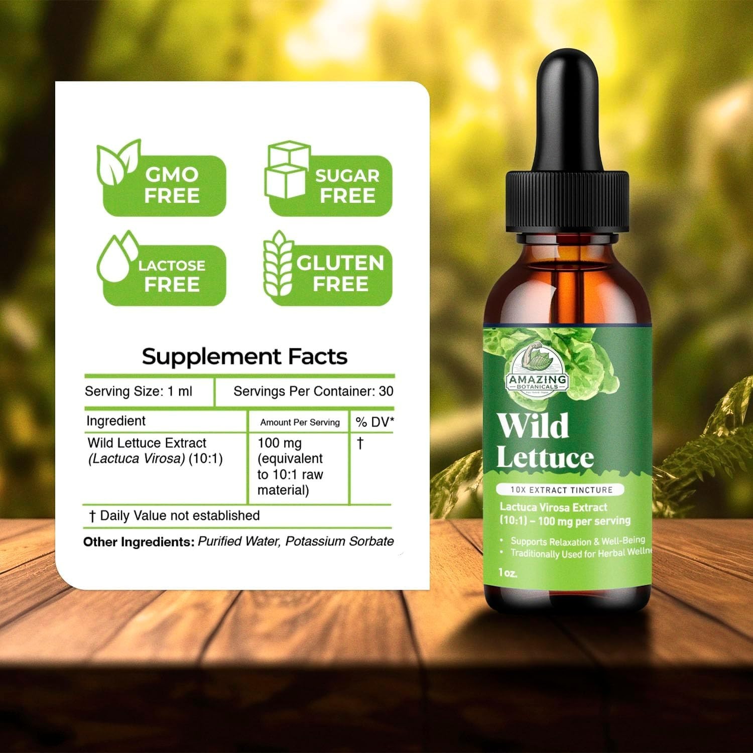 Amazing Botanicals Wild Lettuce 10X Extract Tincture Liquid Herbal Supplement