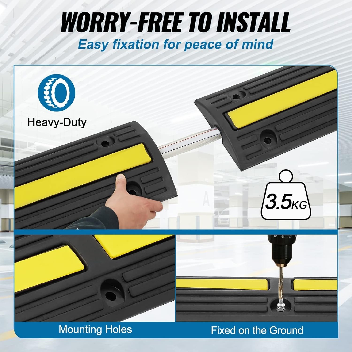 Heavy Duty Rubber Cable Protector Ramp 4 Pack 1 Channel for Indoor Outdoor Use