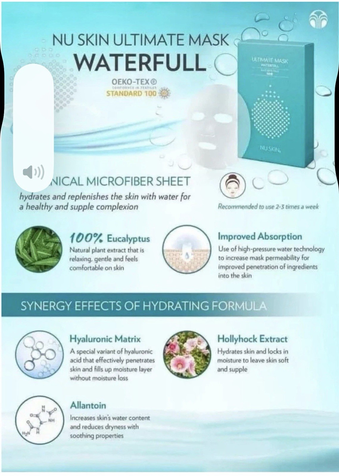 Nu Skin Ultimate Mask – Waterfull (8 Sheets X 2 Box) Exp: 2027