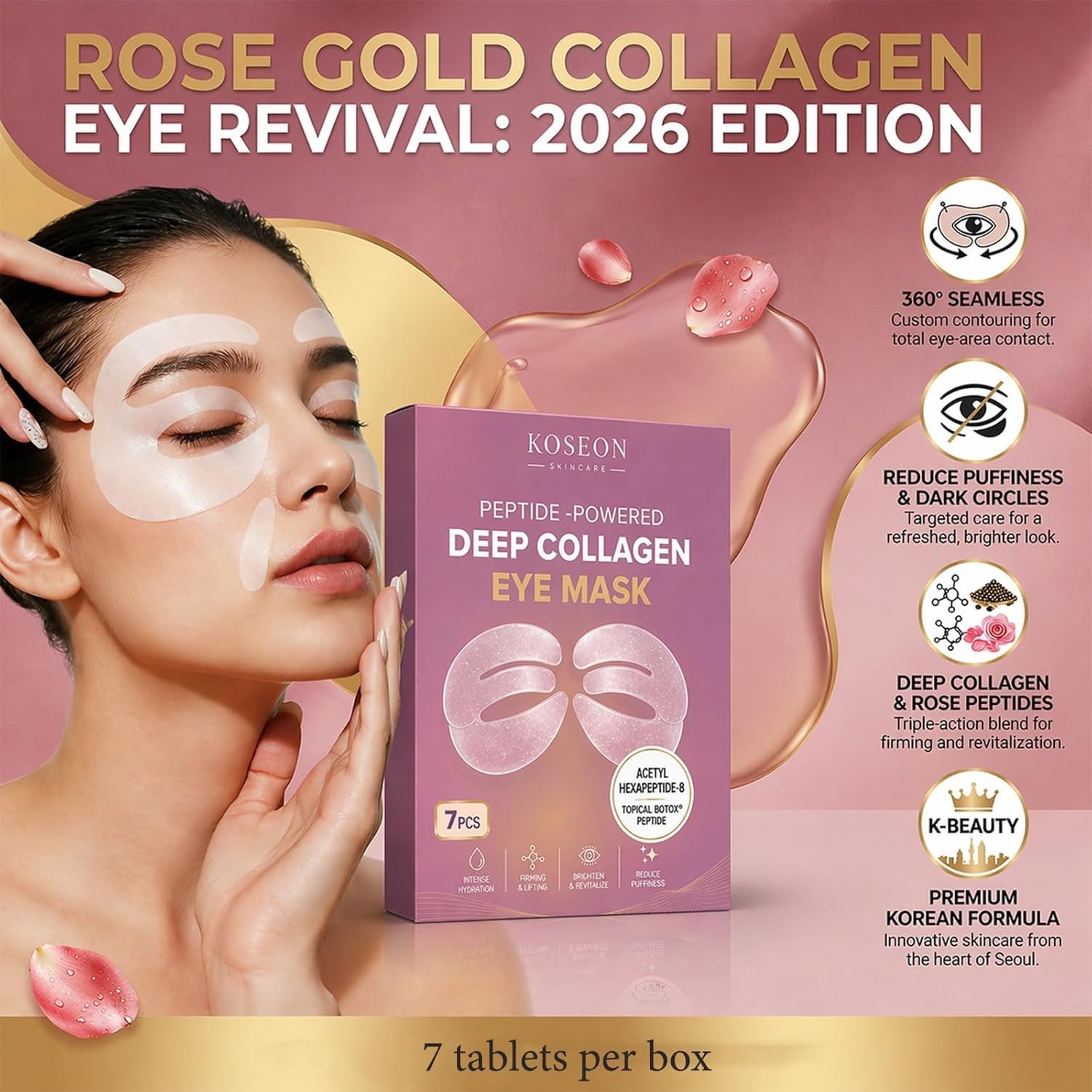Koseon Collagen Eye Mask – Peptide Powered Deep Hydrating Anti-Aging Eye Patches