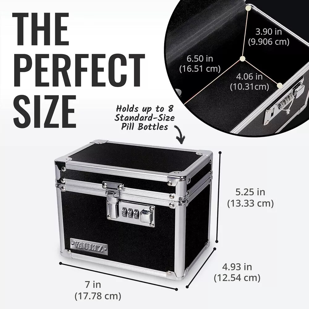 Vaultz Locking Medicine Box Black Perfect Size w/3-Digit Combination Lock 1 Ct