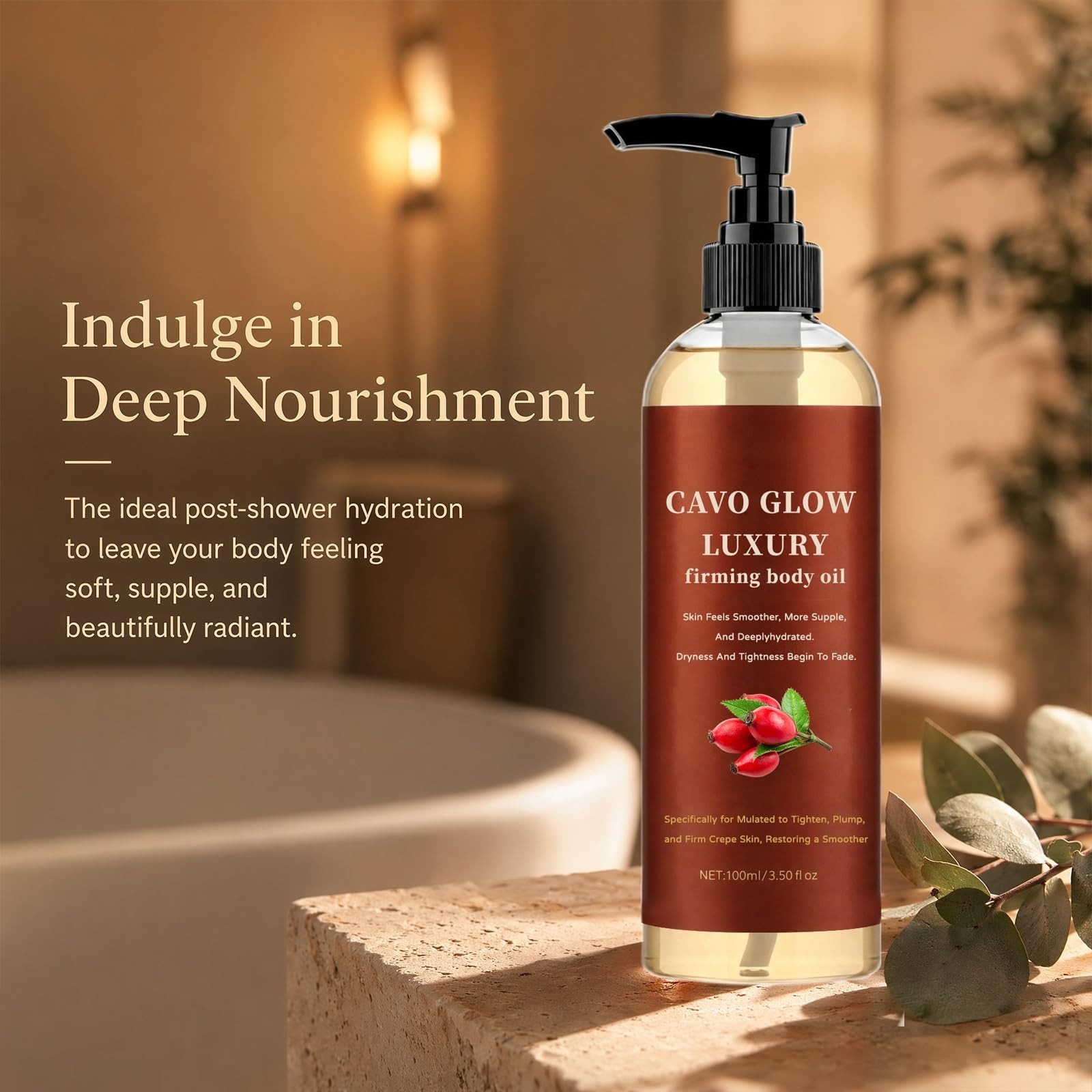 Cavo Glow Luxury Firming Body Oil Anti Crepe Skin Tightening Hydrating Glow Oil