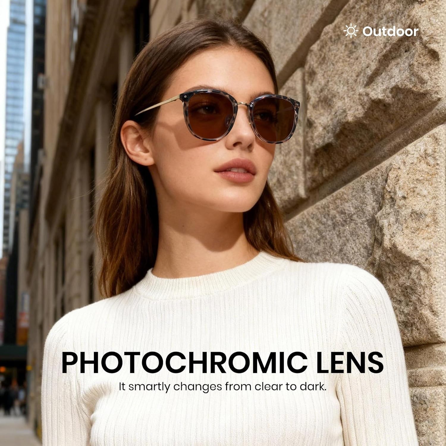 Stylish Anti-Migraine Glasses with Smart Lenses for Indoor and Outdoor Use