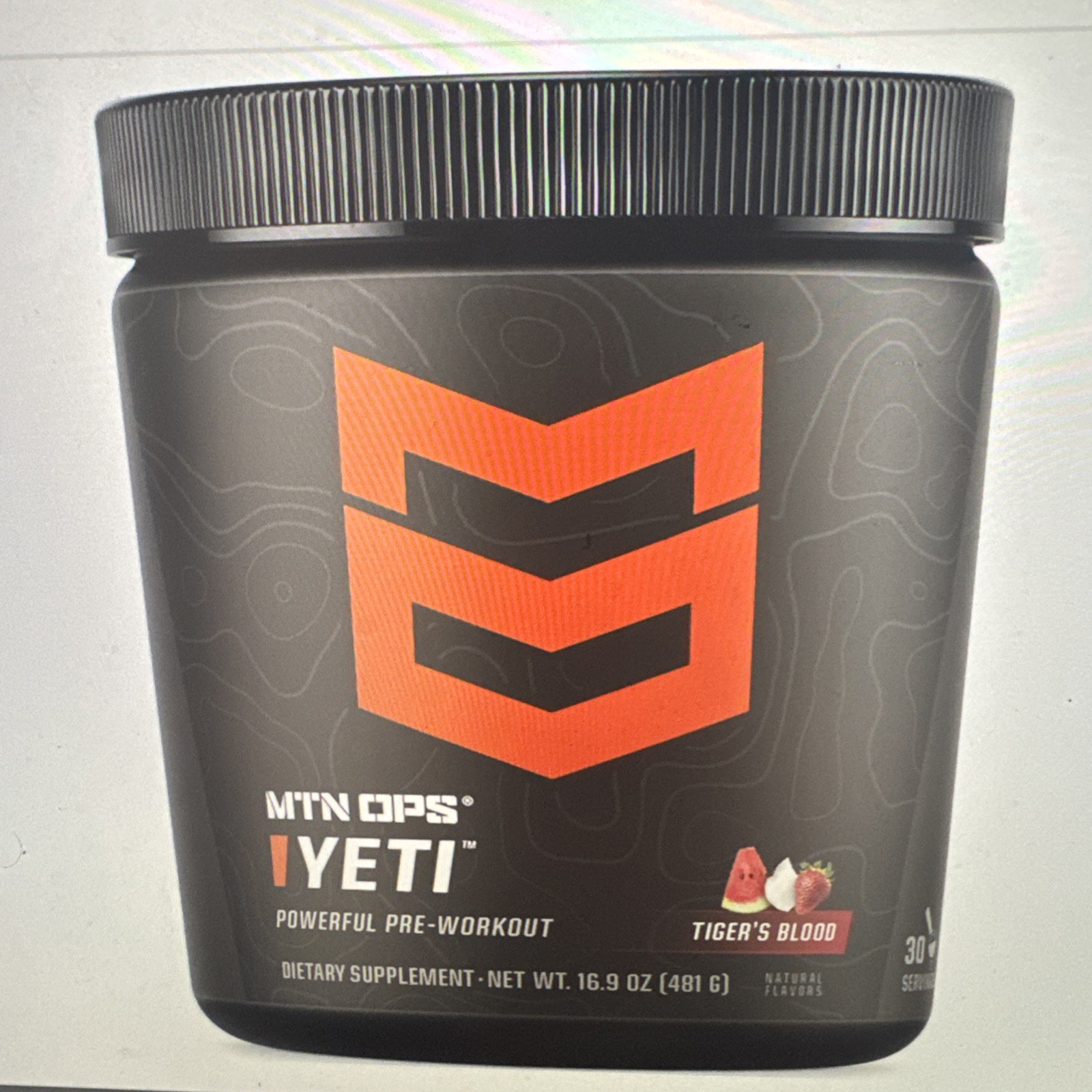 MTN OPS Yeti Pre Workout Powder Creatine 200mg Caffeine Tigers Blood 11.2oz