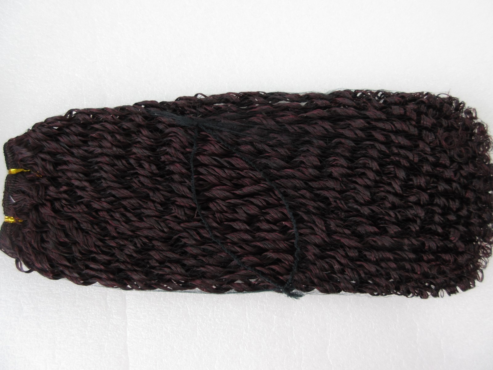 Japanese Synthetic Fiber Hair Extensions Straw Curl Brown/Burgundy Amy 13″ NEW