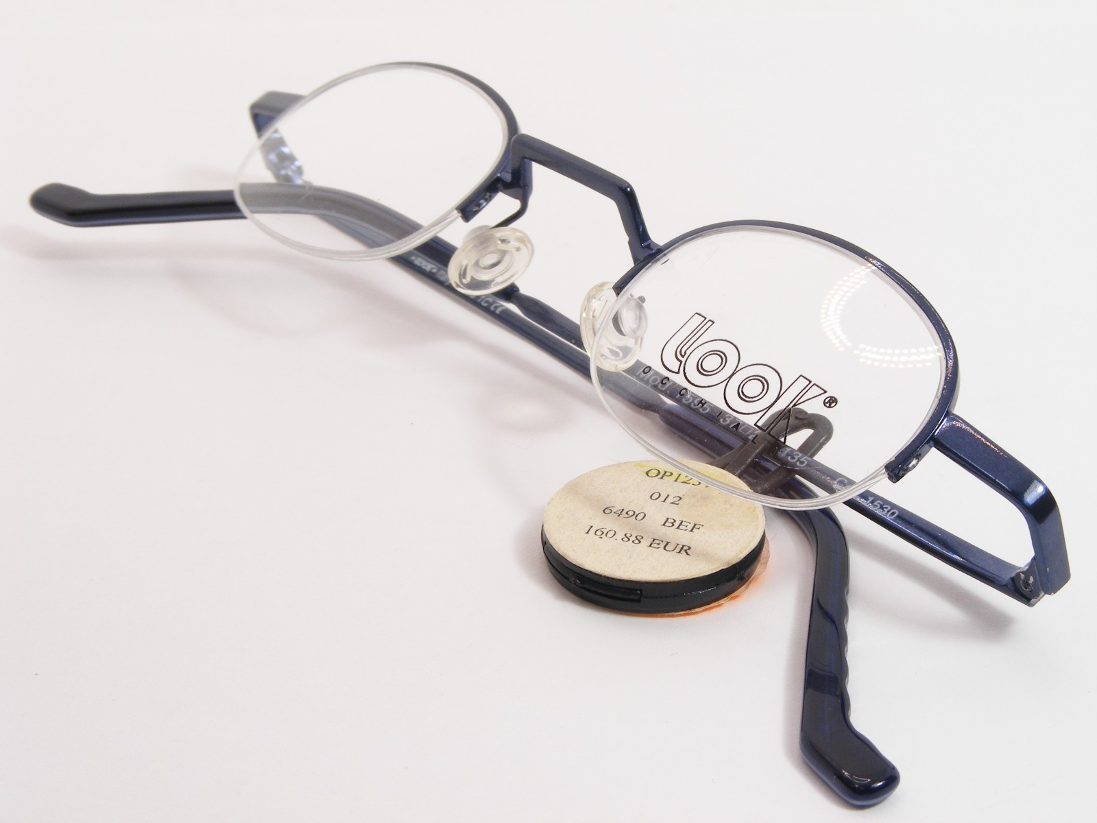 Vintage LOOK occhiali 1595 1530 Blue UNIQUE EYEGLASSES 37-25-135mm Italy (NOTES)