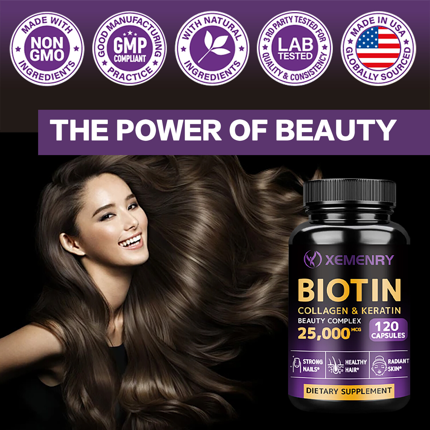 Biotin Collagen & Keratin 25,000mcg – for Hair, Skin, Nails, Bones &Joint
