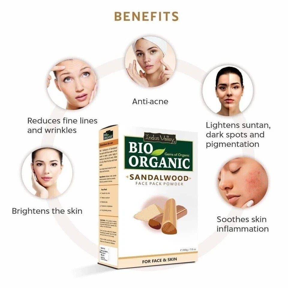 INDUS VALLEY Organic Sandalwood Powder Face Pack, 200g