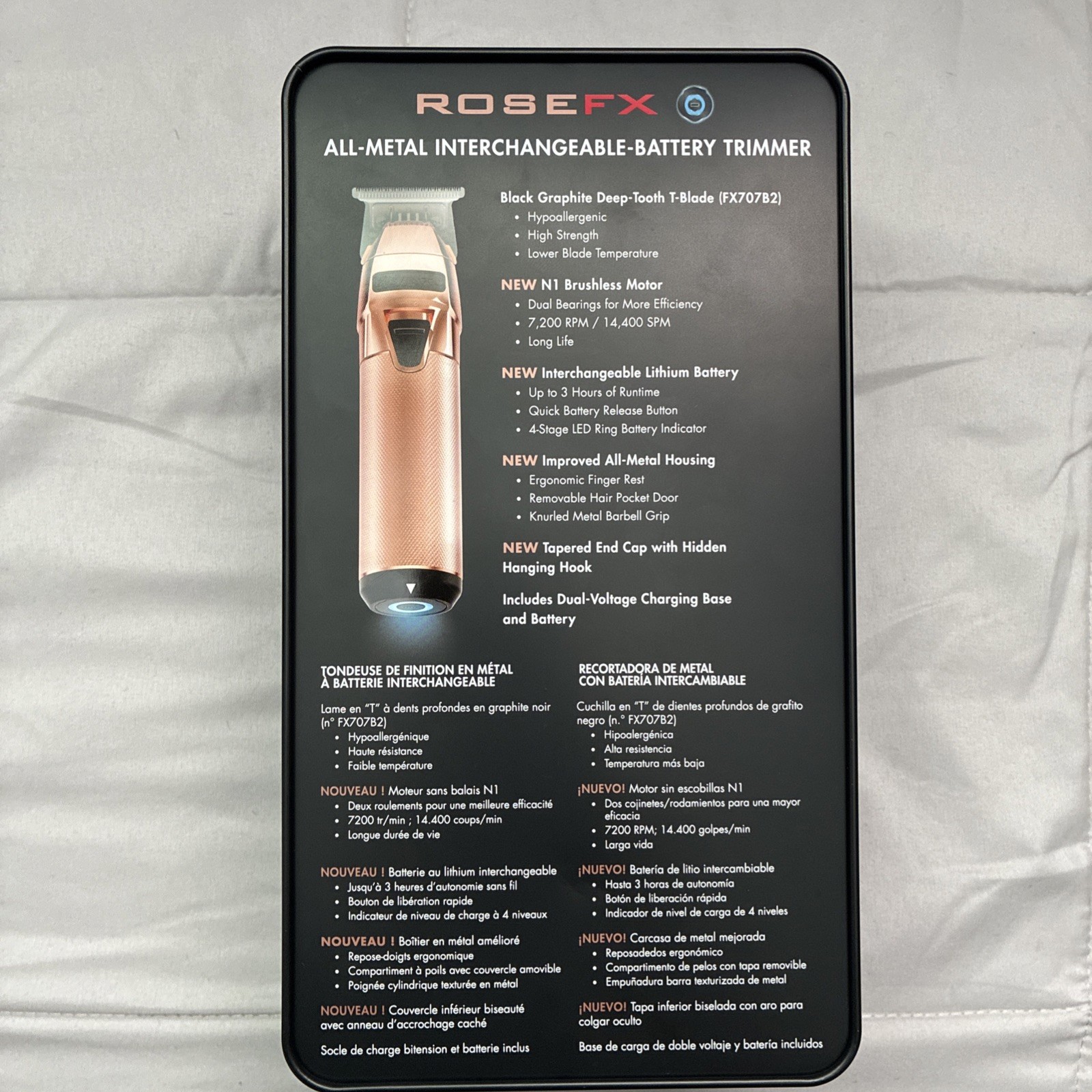 BaBylissPRO FXONE ROSEFX All Metal Trimmer w/ Battery & Charger #FX799RG