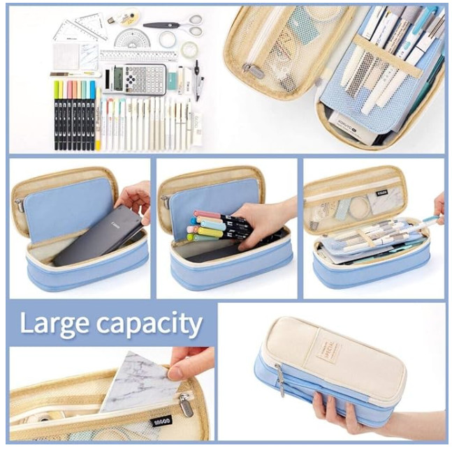 Large Capacity Pencil Case Zipper Pen Bag School Student Organizer Pouch Bag NEW