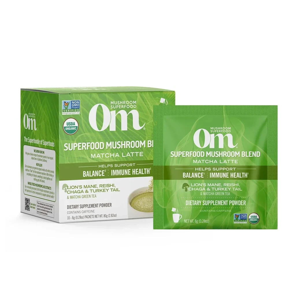 Om Mushrooms Mushroom Matcha Latte 10 Pack Superfood