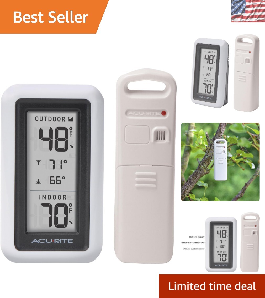 High-Accuracy Digital Thermometer for Indoor & Outdoor Use – Modern White Design