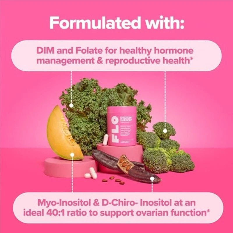 FLO Ovarian Support Vitamin for Women’s Hormone Balance – 90 Vegan Capsules New