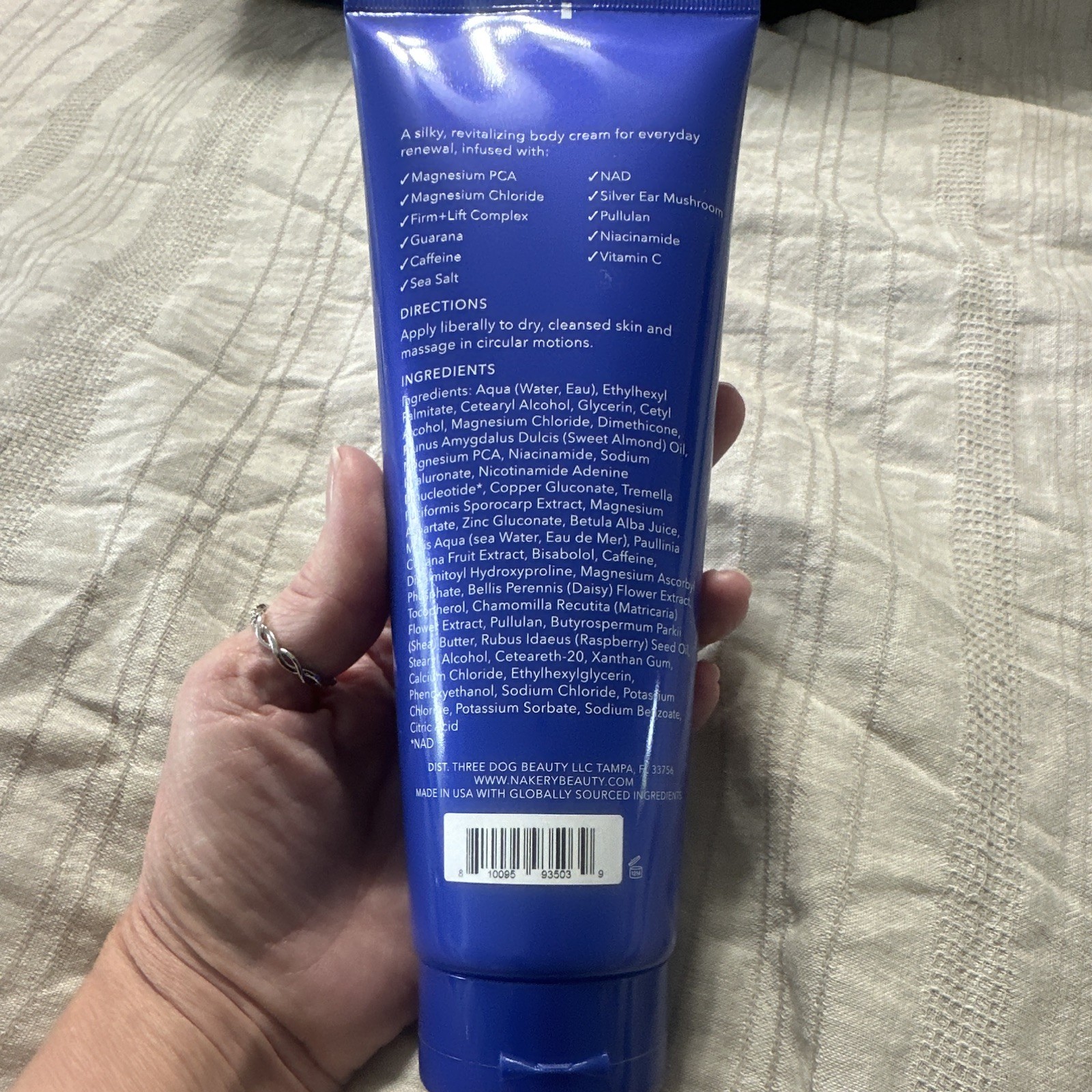 NAKERY Beauty SkinRecovery Energize + Repair Body Cream NAD Magnesium PCA 8.4 oz