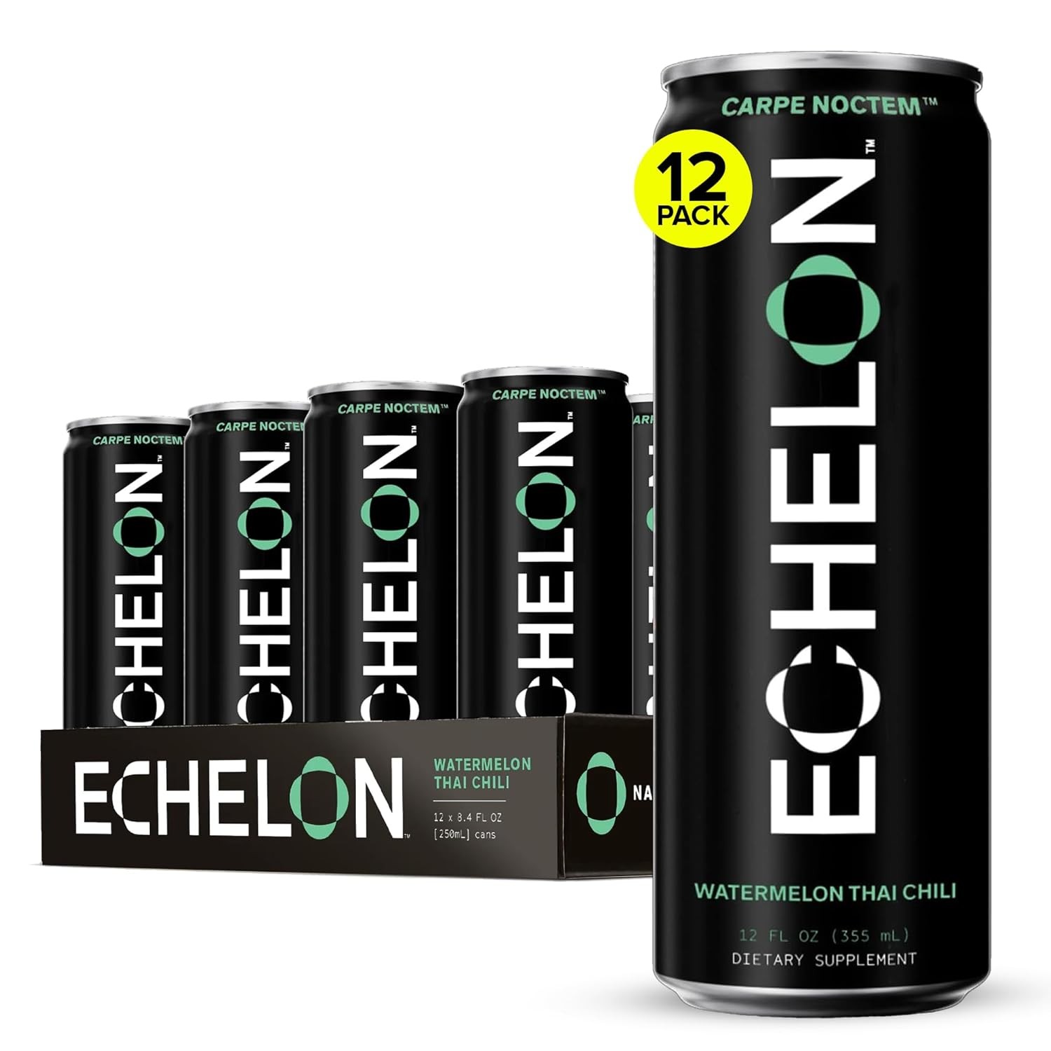 Echelon Pre-Workout Energy Drink | Watermelon Thai Chili | 12 Pack | Sustained E