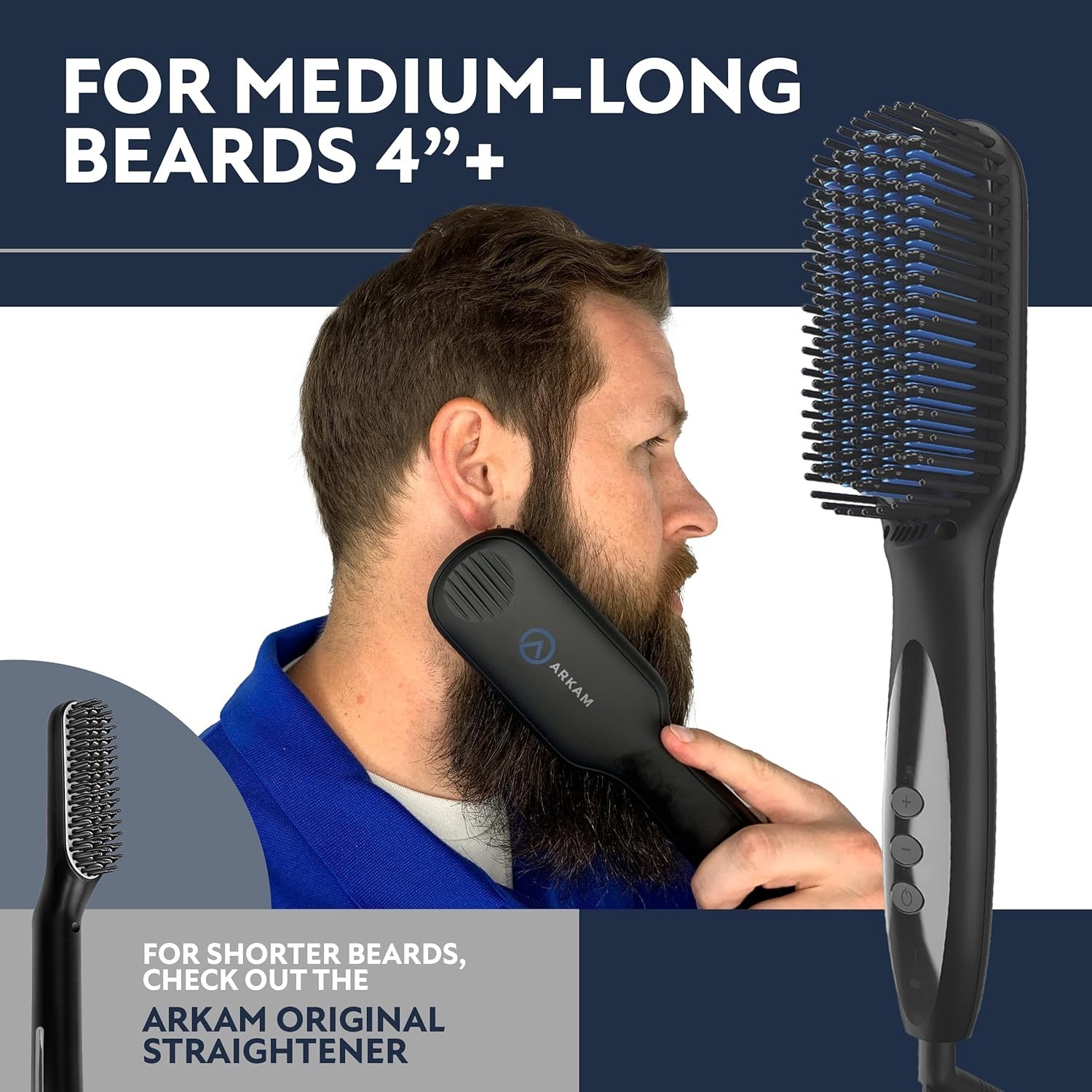 Arkam Beard Straightener for Men Premium Heated Brush Kit w/ Travel Case & Comb