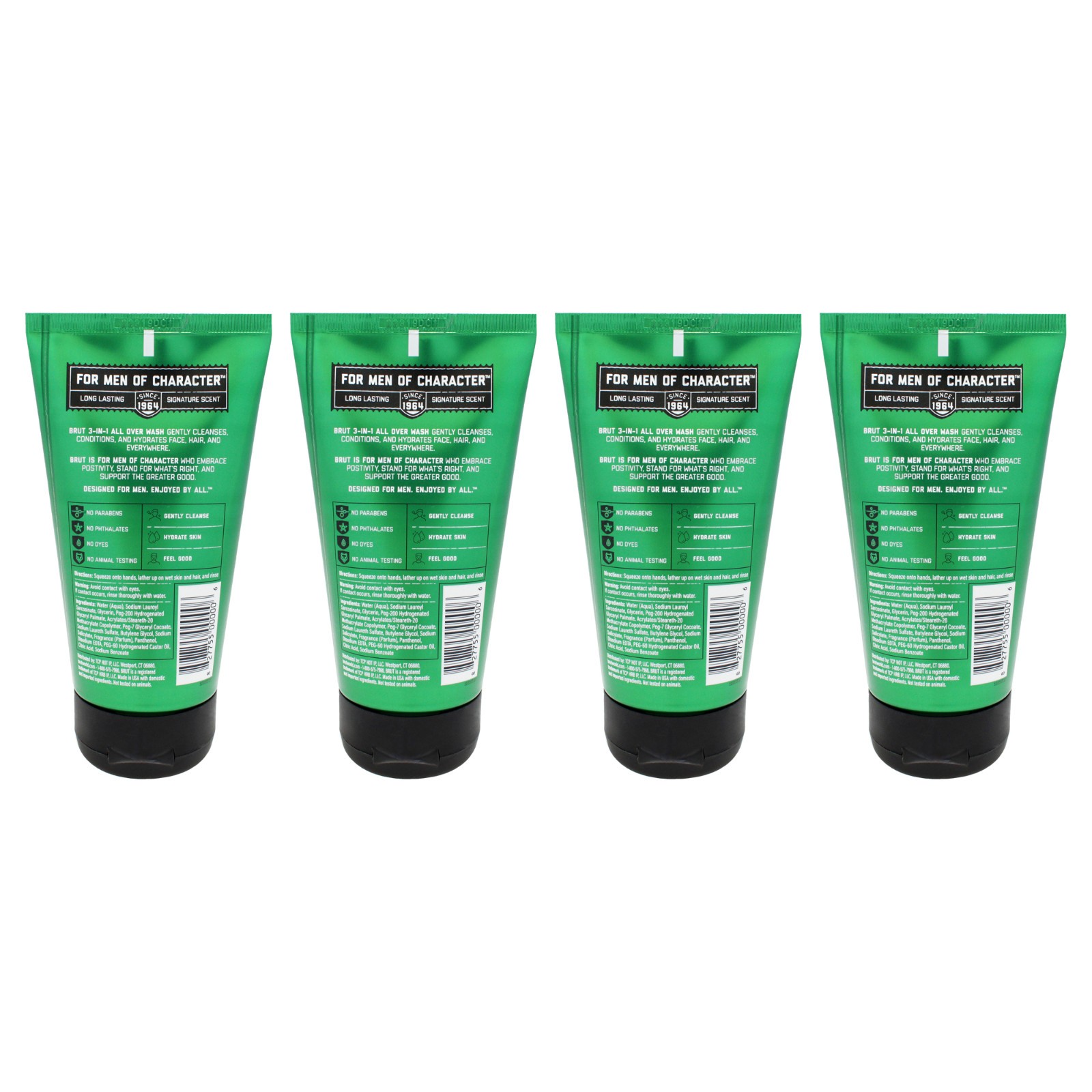 Classic Scent 3 In 1 All Over Wash by Brut for Men – 5 oz Body Wash – Pack of 4