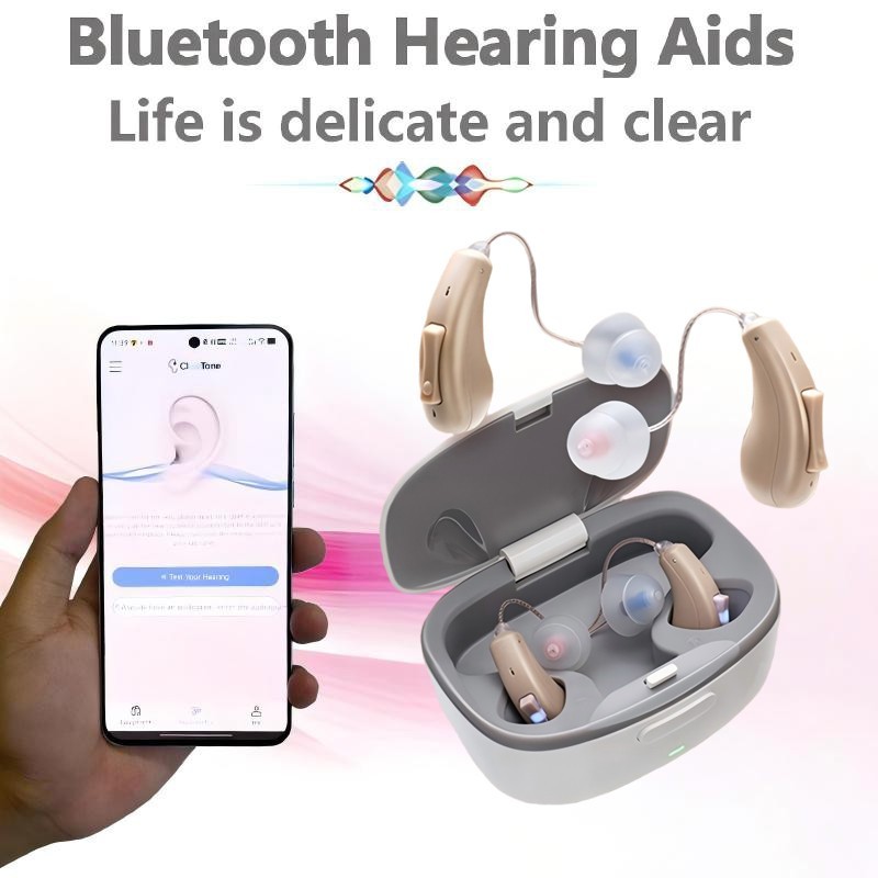 Bluetooth APP Hearing Aids For Seniors Rechargeable With Noise Cancellation OTC