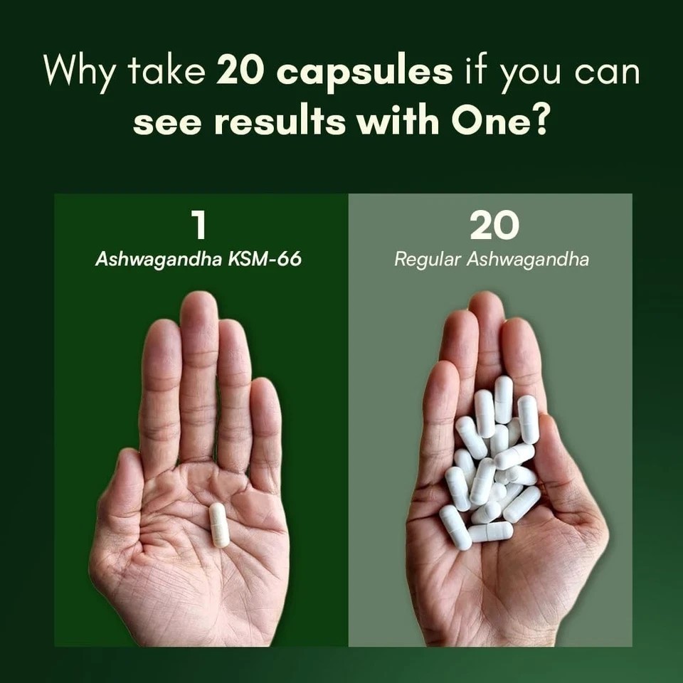 Ashwagandha KSM-66 | 5% Withanolides | 100% Pure Root Extract | 60 Capsules (2x)