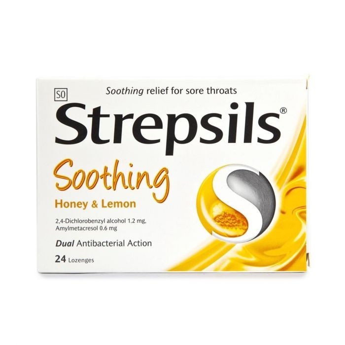 Strepsils Honey & Lemon Lozenges Soothing Sore Throat Relief Cough Cold Pain