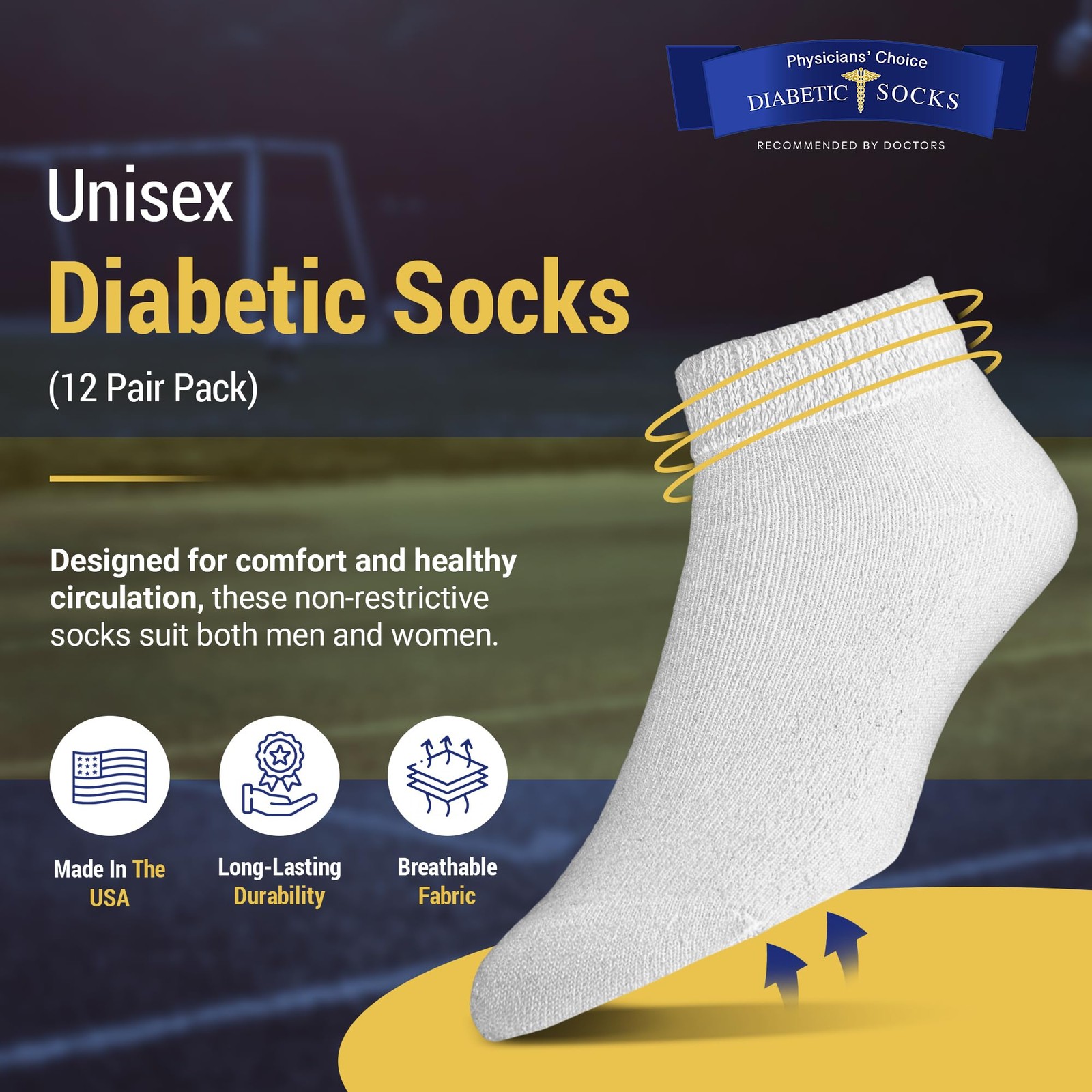 Physicianschoicediabeticsocks 12 Pair Diabetic Socksplus Size 13-15Low